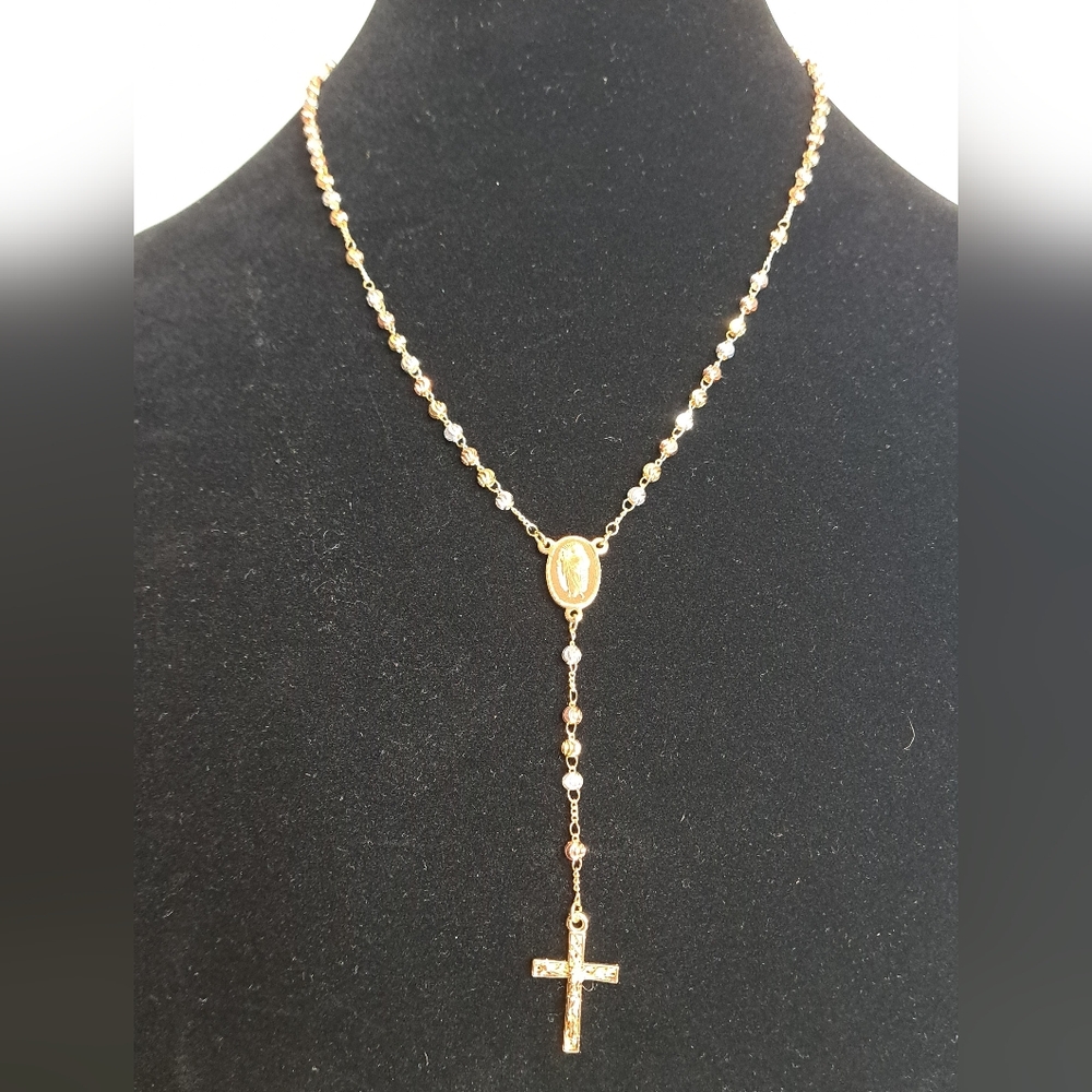 Elegant Gold Rosary Necklace